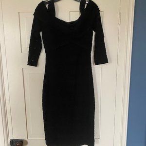 Shoshanna black lace off the shoulder cocktail dress